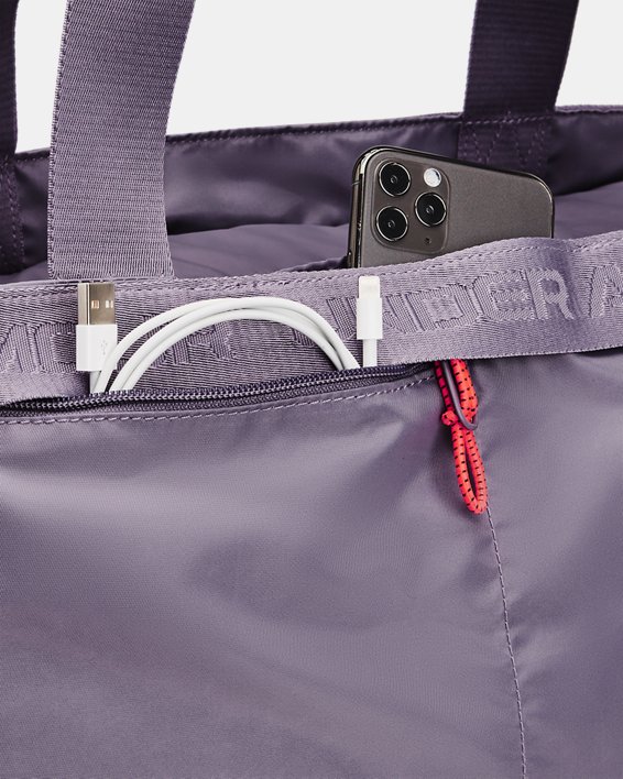 Women's UA Essentials Signature Tote Bag, Purple, pdpMainDesktop image number 2